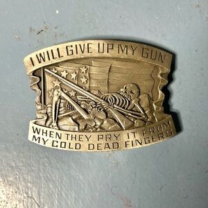 Vtg Belt Buckle I Will Give Up My Gun When They Pry It From My Cold Dead Fingers